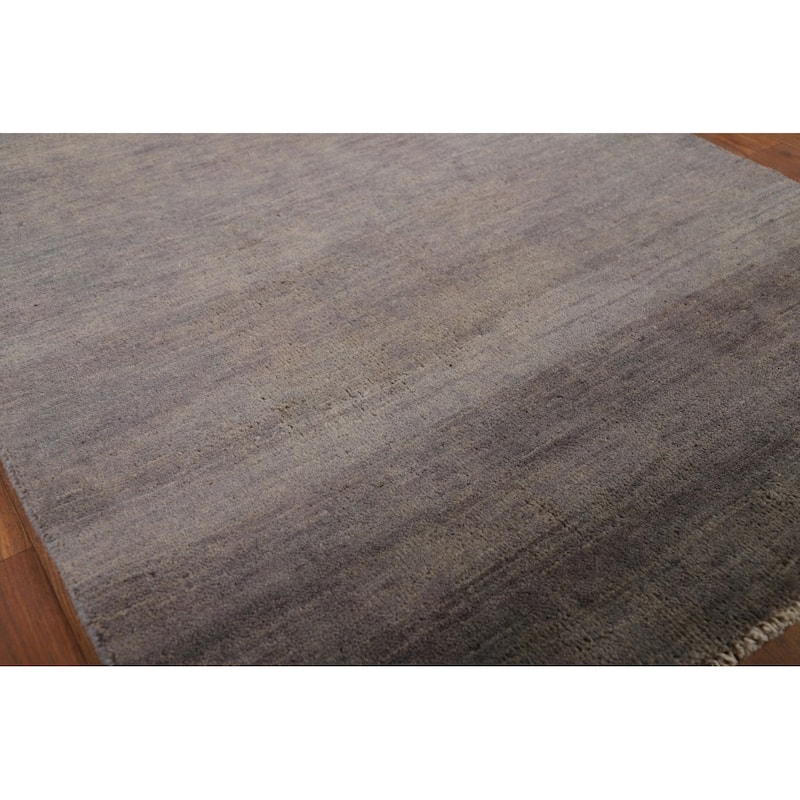 Modern Gabbeh Oriental Foyer Rug Grey Handmade Wool Carpet - 3'0"x 4'10"