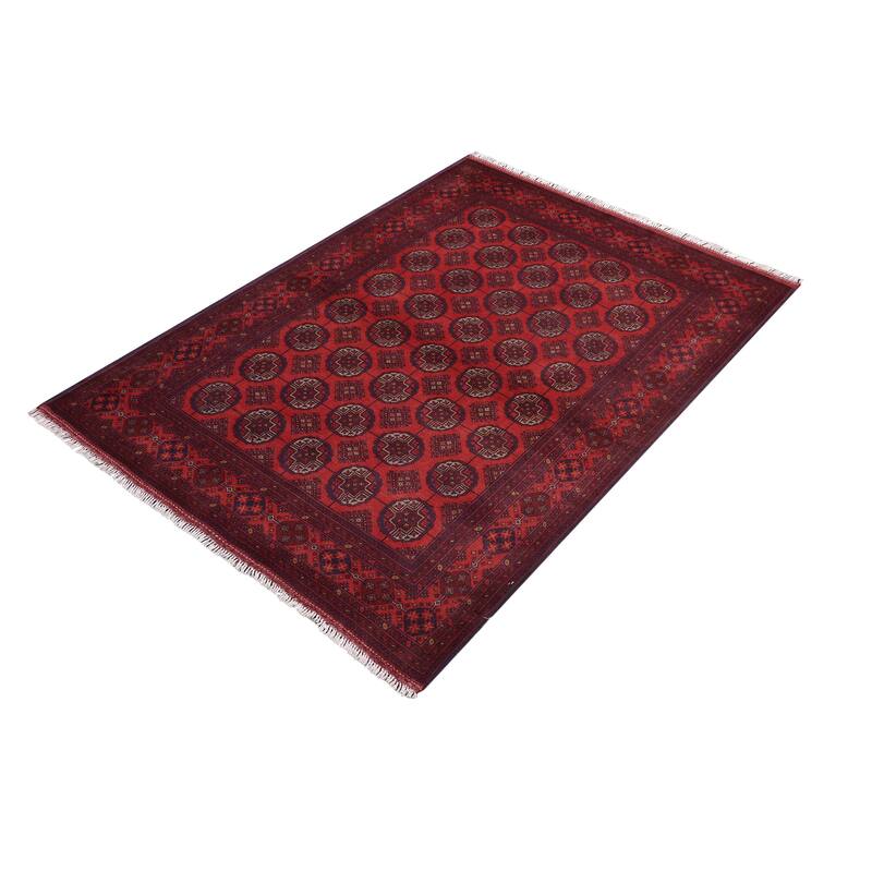 Rustic Biljik Khal Mohammadi Grace Red/Blue Rug - 4'11'' x 6'6''
