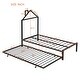 preview thumbnail 4 of 12, Twin Metal Platform Bed with Twin Trundle, House-Shaped Headboard Design, Non-Noise Bedroom Low Bed Frame W/Support Slats, Black