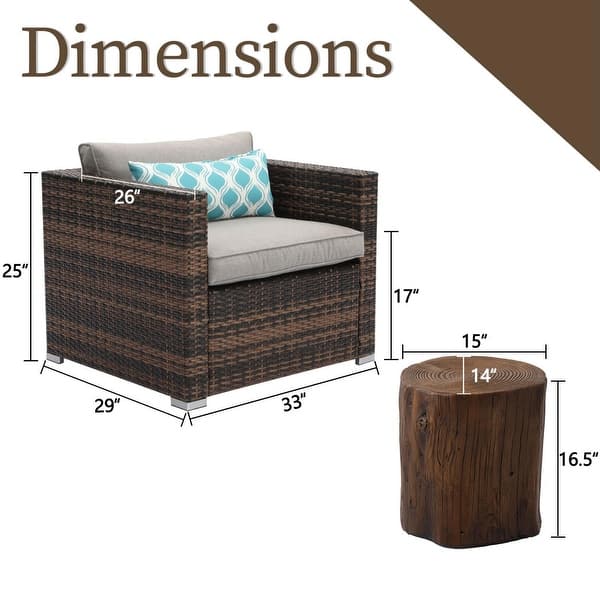 dimension image slide 0 of 2, COSIEST Outdoor Patio Brown Wicker Sectional Sofa Set