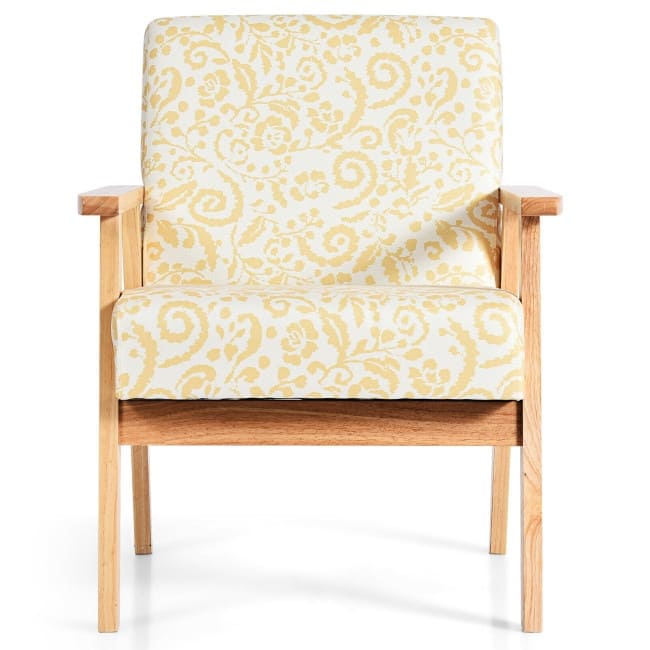 Modern Accent Armchair Fabric Lounge Chair with Rubber Wood Leg - 25" x 26.5" x 32"(L x W x H) - Yellow