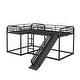 preview thumbnail 17 of 22, Full and Twin Size L-Shaped Metal Bunk Bed with Slide and Short Ladder, White, 4 Beds in 1 for Family or Guests