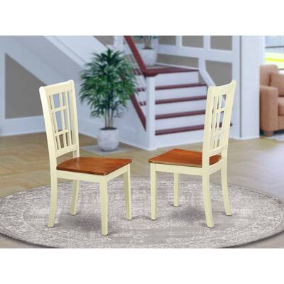 Modern Dining Chair Wood Seat Buttermilk Brown Finish Set of 2