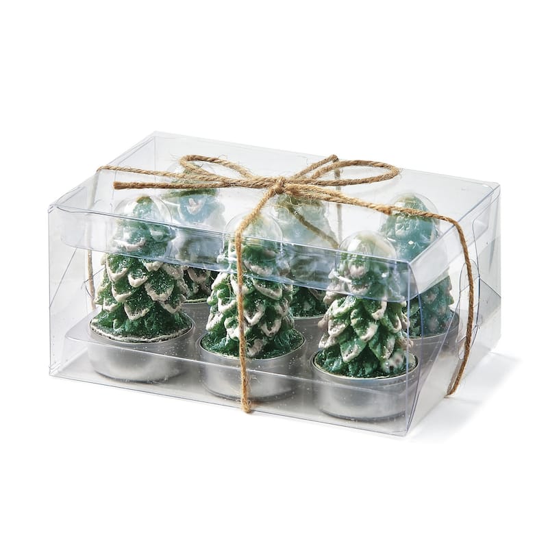 Spruce Tealight Candles Set of 6 Hunter Green Wax 4 Hour Burn Time Perfect for Christmas Decor 2.25 in H x 1.78 in Dia
