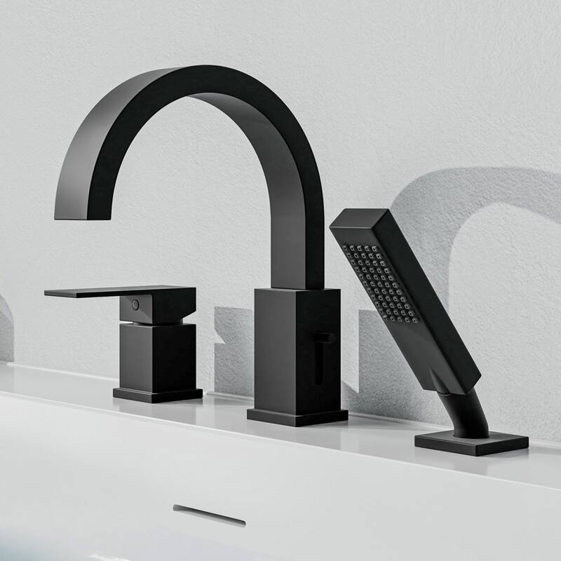 Vault Series 59 in. x 30 in. Flat Bottom Acrylic Freestanding Soaking Bathtub with Center Drain, Matte Black Faucet