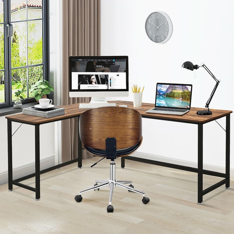 Costway L-Shaped Computer Desk Corner Workstation Study Gaming Table
