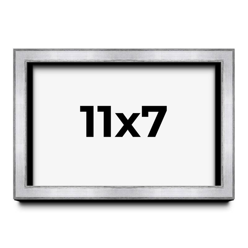 11x7 Shadow Box Frame Silver | 1.375 Inches Deep Real Wood