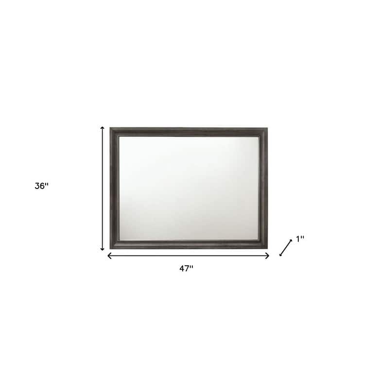 HomeRoots 36" Gray Wood Framed Mounted Dresser Mirror - 47' X '36' X '1