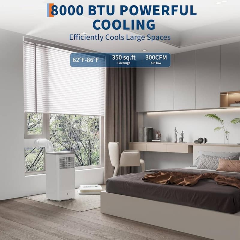3-in-1 8000 Btus Portable Air Conditioner for Rooms up to 350 Sq.Ft. - N/A