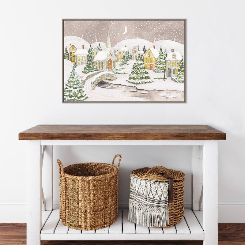 All is Calm All is Bright Light by Kathleen Parr McKenna Canvas Art Framed - 33 x 23 in