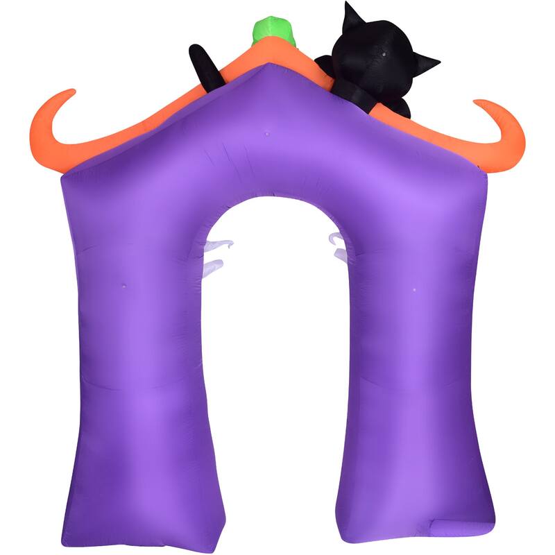 Haunted Hill Farm 9-Ft. Inflatable Pre-Lit Trick or Treat Walkway Arch with Black Cat, Jack-O-Lantern, and Ghost