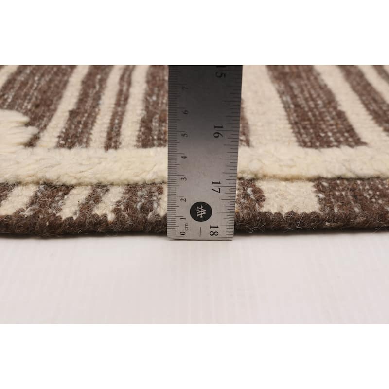 ECARPETGALLERY Hand-knotted Tangier Dark Brown Wool Rug - 7'11 x 9'9