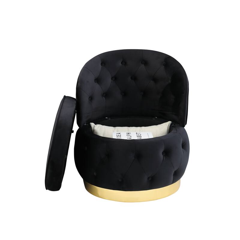 360 Degree Swivel Cuddle Barrel Accent Storage Chairs, Round Armchairs with Wide Upholstered