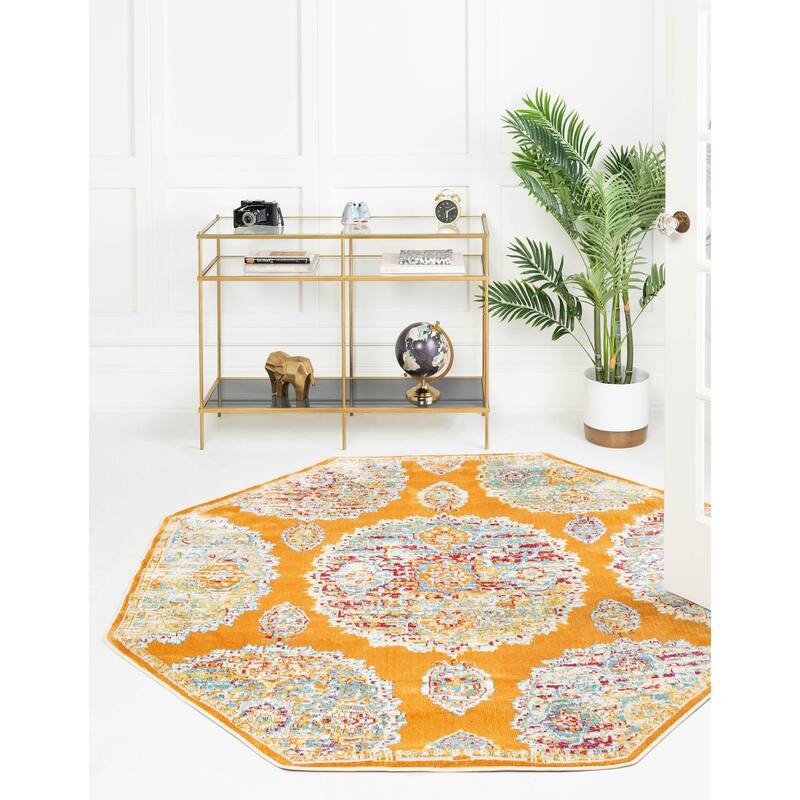Transitional Laka Collection Area Rug - Orange - 6'x6' Octagon