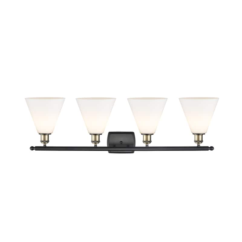 Innovations Lighting Berkshire - 4 Light 38" Bath Vanity Light - Matte White/Black Antique Brass Finish
