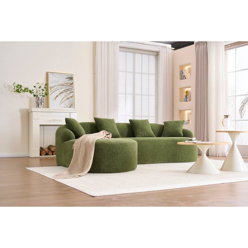 98.4" Chenille L-Shaped Sectional Sofa with Chaise & Pillows