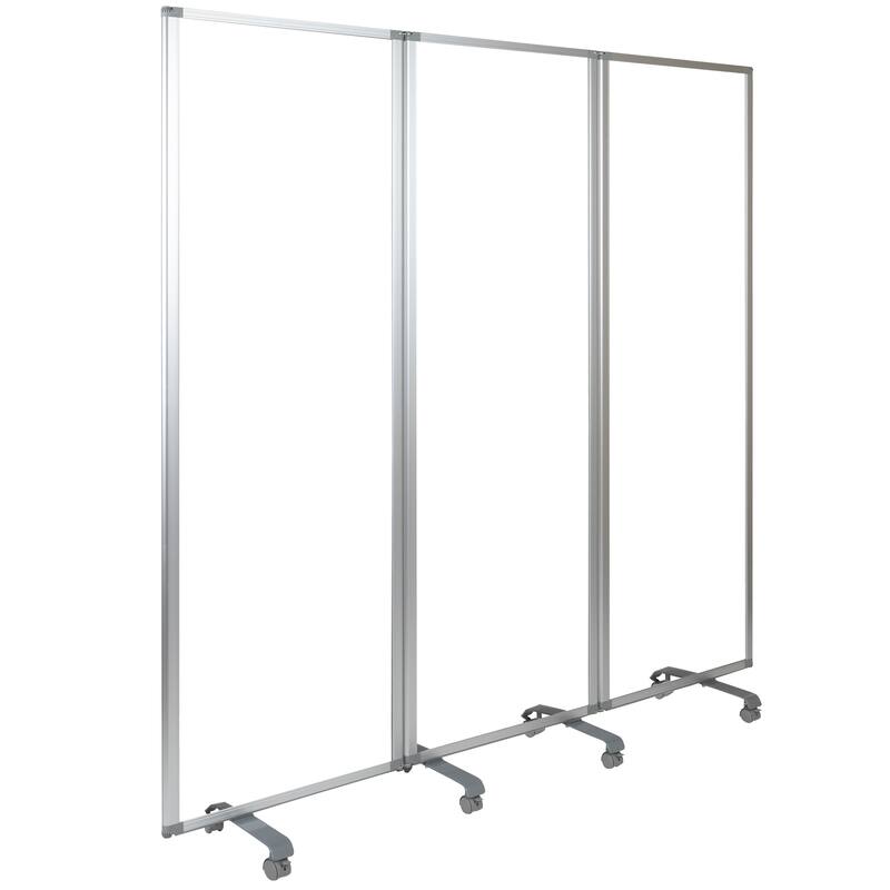Transparent Acrylic Mobile Partition with Lockable Casters (3 Sections Included)