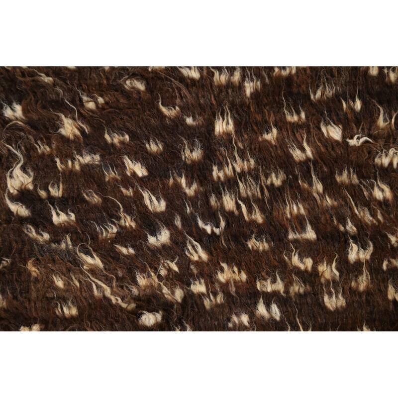 Hand Knotted Oriental 100% Wool Carpet Modern Tribal Brown Moroccan Area Rug - 9' 3'' X 6' 9''