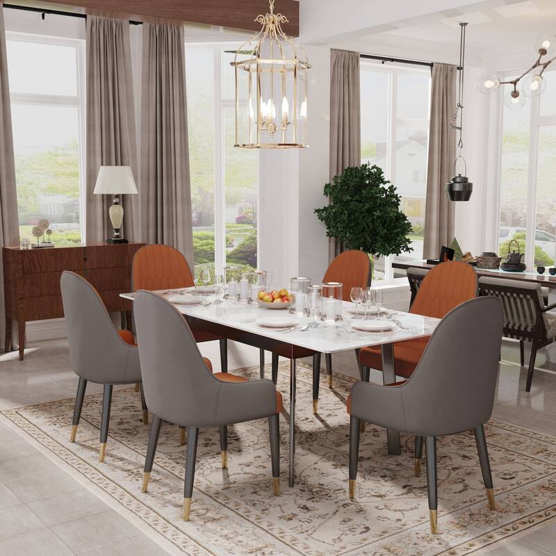 Sintered Stone and Iron Expandable Large Dining Table
