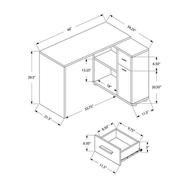 46 Inch L Shaped Computer Desk with Storage Grey Wood Look Corner Desk ...
