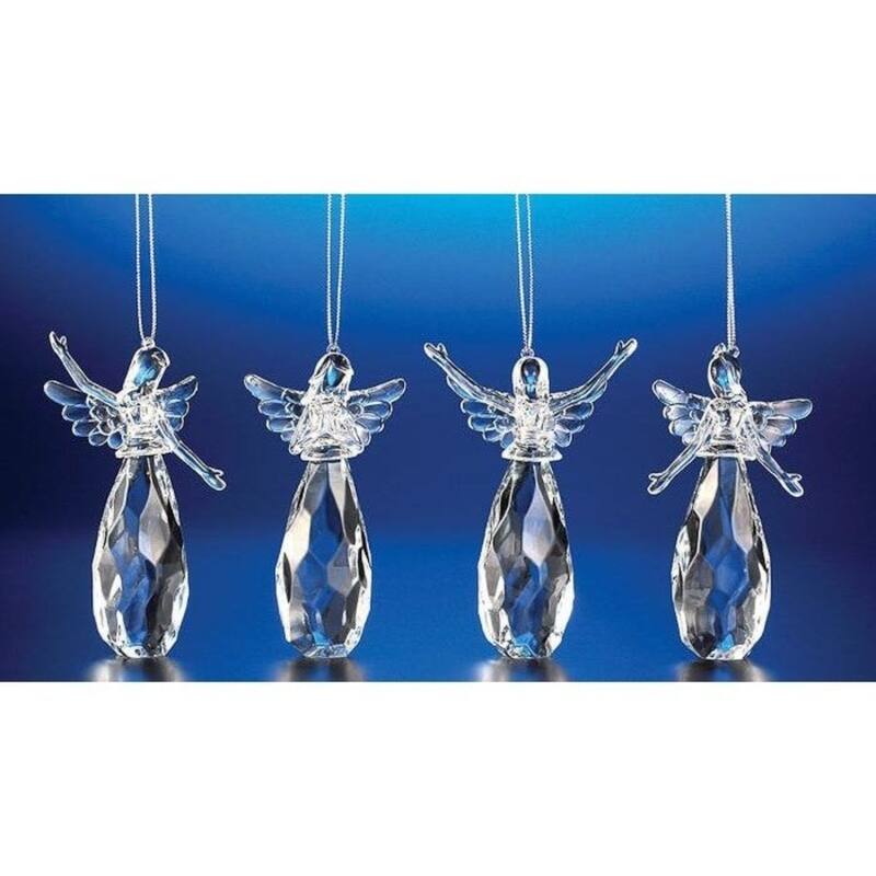 24 Icy Crystal Assorted Christmas Praising Angel Ornaments 4"