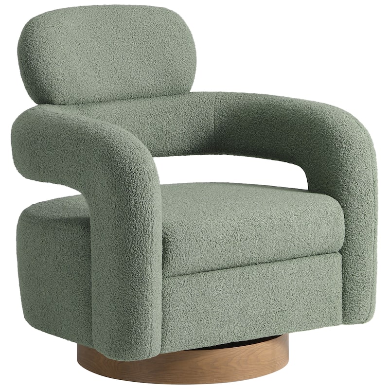 Bayville 29" Wide Sherpa Swivel Chair - Ice Green
