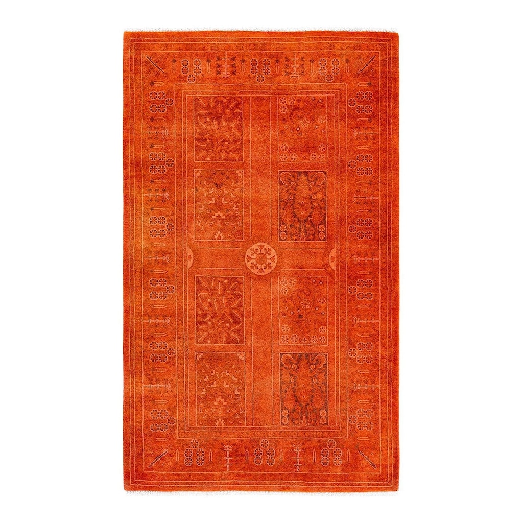 Contemporary Overdyed Wool Hand Knotted Area Rug - 3' 1" x 5' 1"