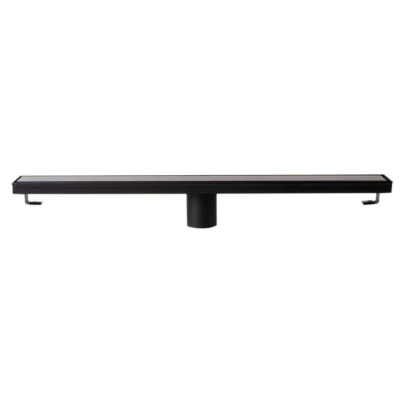 24" Black Matte Stainless Steel Linear Shower Drain with Solid Cover
