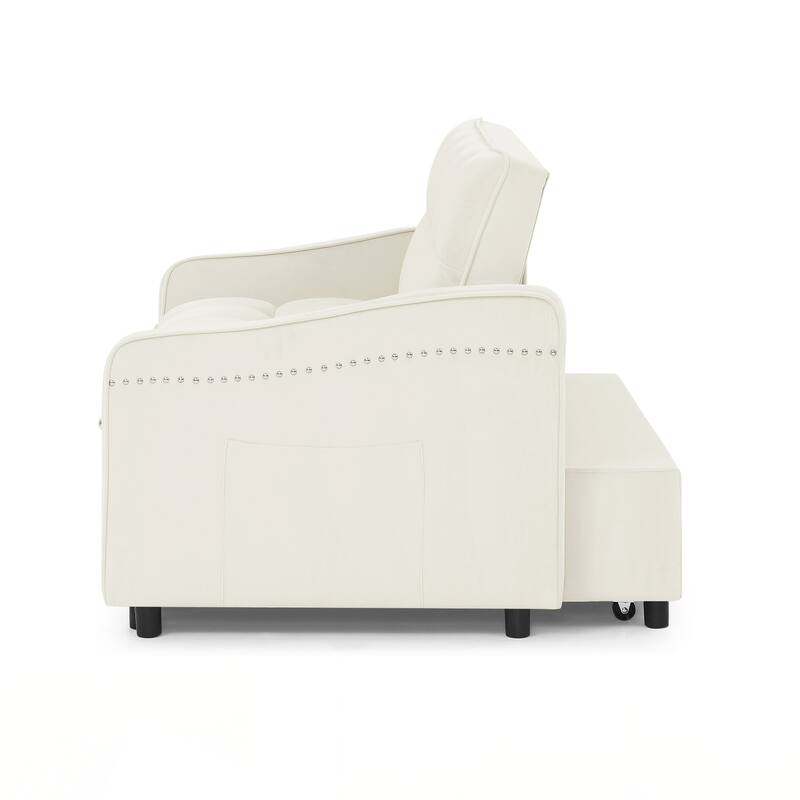 Loveseats Sofa Bed with Pull-out Bed,Adjsutable Back and Two Arm Pocket