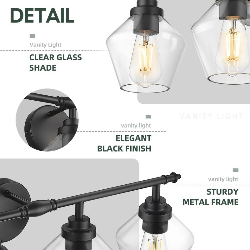 3/4-Light Modern Bathroom Vanity Light