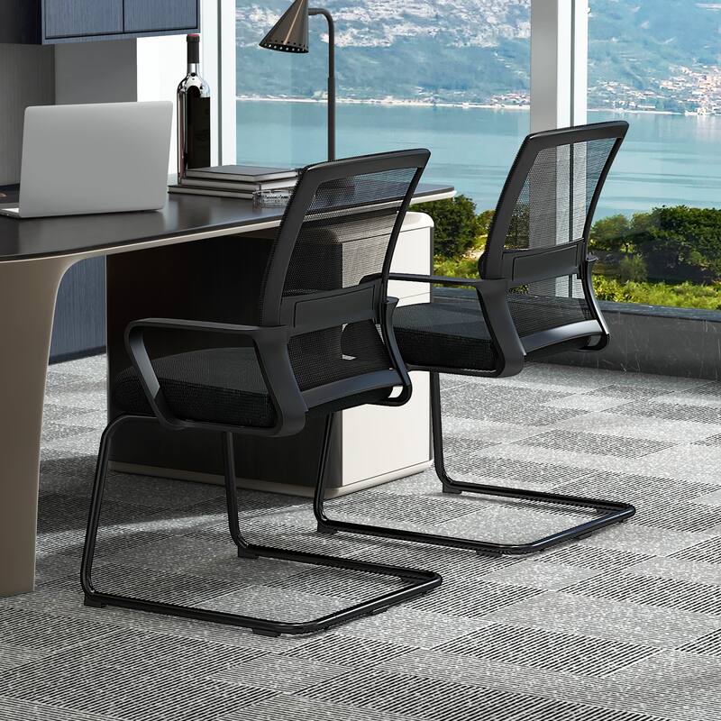 Gymax Office Mesh Chair Set of 4 Upholstered Guest Conference Chair