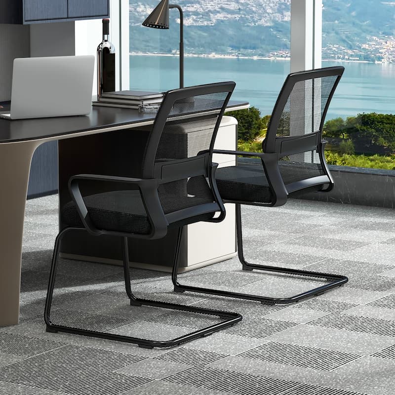 Gymax Office Mesh Chair Set of 8 Upholstered Guest Conference Chair