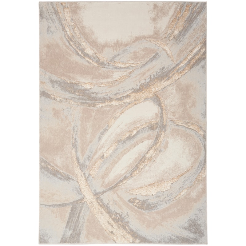 Nourison Brushstrokes Indoor only Abstract Area Rug - 5' 3" x 7' 3" - Beige/Grey - Rectangle