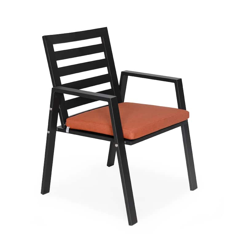 Chelsea Modern Mid-Century Patio Silhouette Aluminum Dining Chair with Olefin Fabric Cushions - 34.84 - Orange
