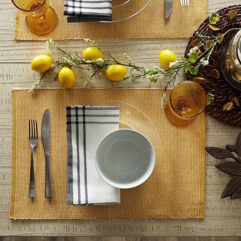 DII Black & White 2-Tone Ribbed Placemat (Set of 6)