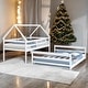 preview thumbnail 17 of 31, House Bed Design Twin over Full House Bunk Bed with Built-in Ladder,Full-length Guardrail