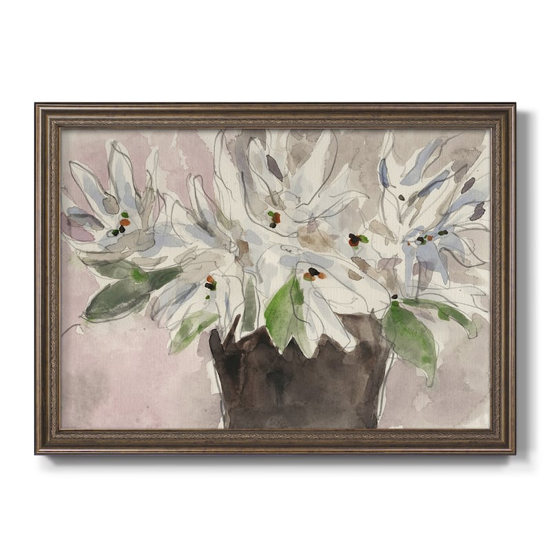 Magnolia Watercolor Study I Premium Framed Canvas- Ready to Hang - 24X36 - Walnut