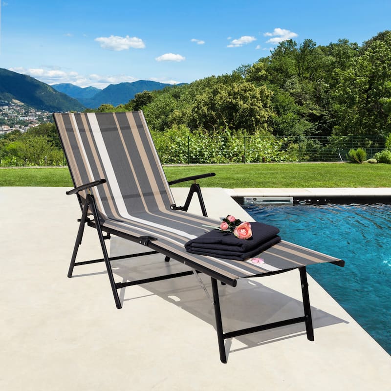 Nuu Garden Outdoor Folding Chaise Lounge with Adjustable Backrest