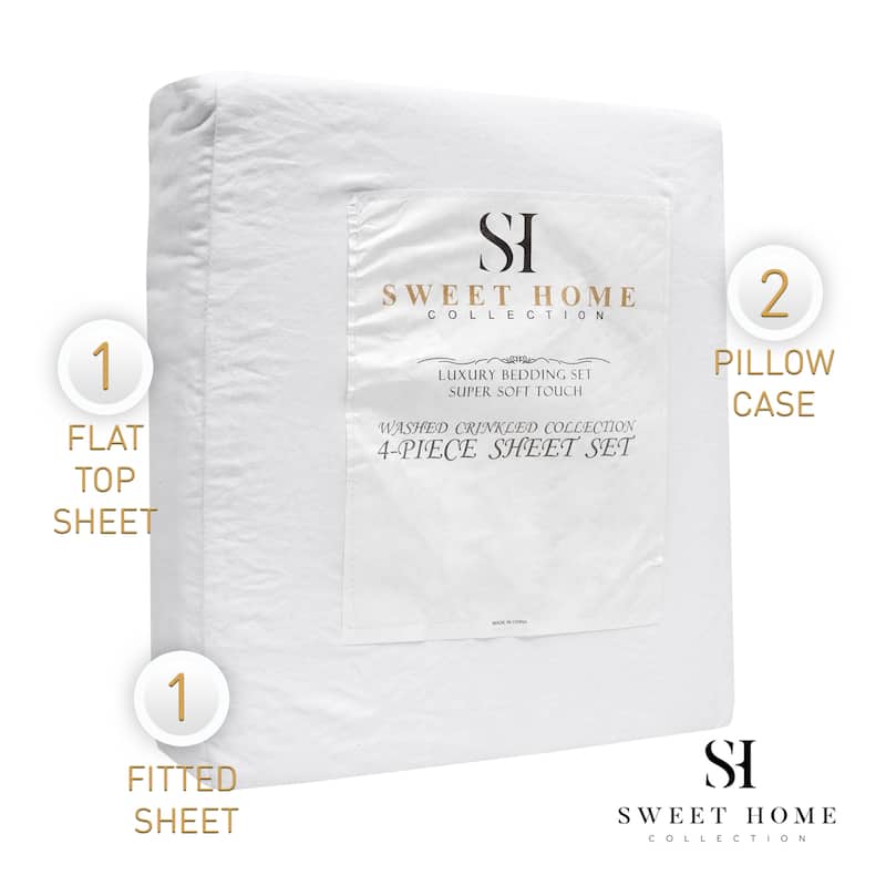 Sweet Home Collection Vintage Wash Microfiber Crinkle Sheet Sets.