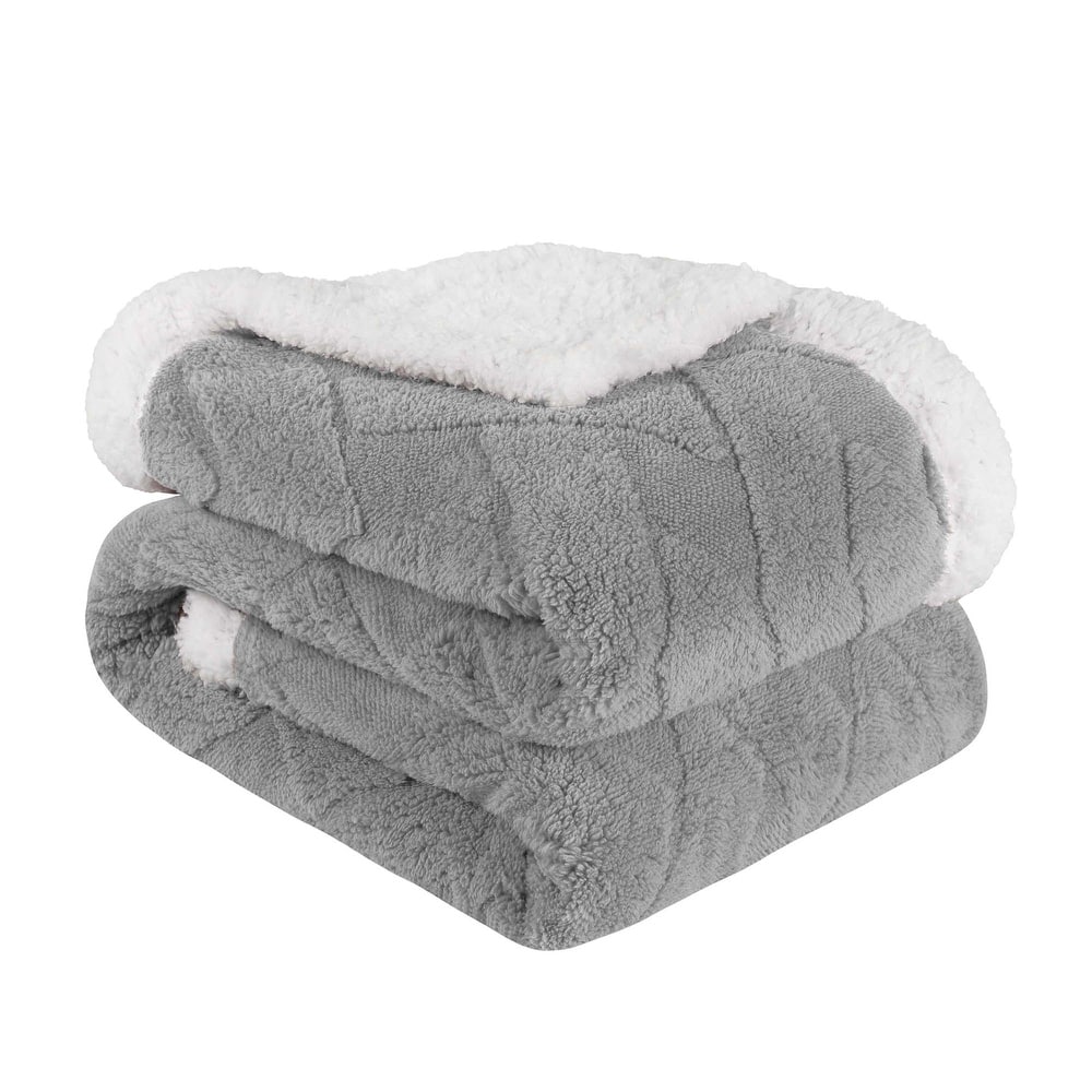 Superior Nuuk Jacquard Lattice Fluffy Sherpa Fleece Blanket