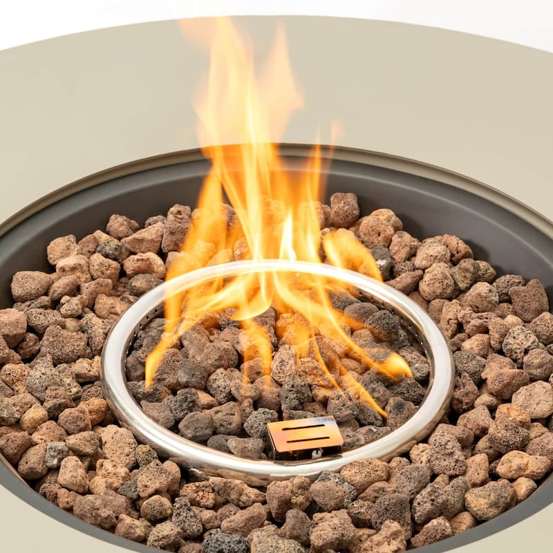 36'' Outdoor Bowl-Shaped Iron Propane Fire Pit Table with 10-Foot Hose