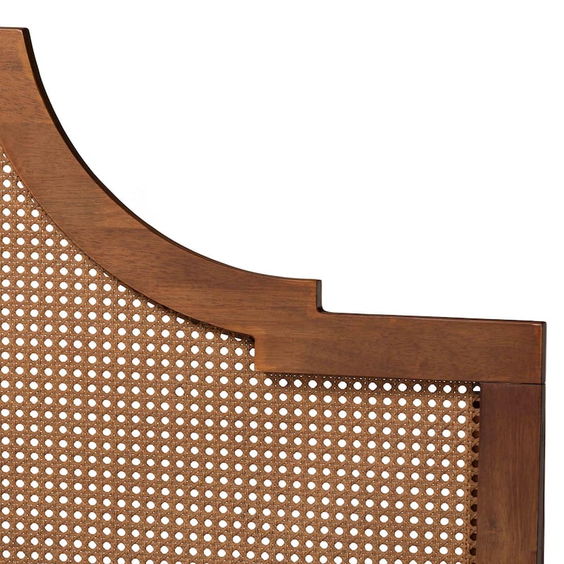Francine Mid-Century Modern Woven Rattan Bed