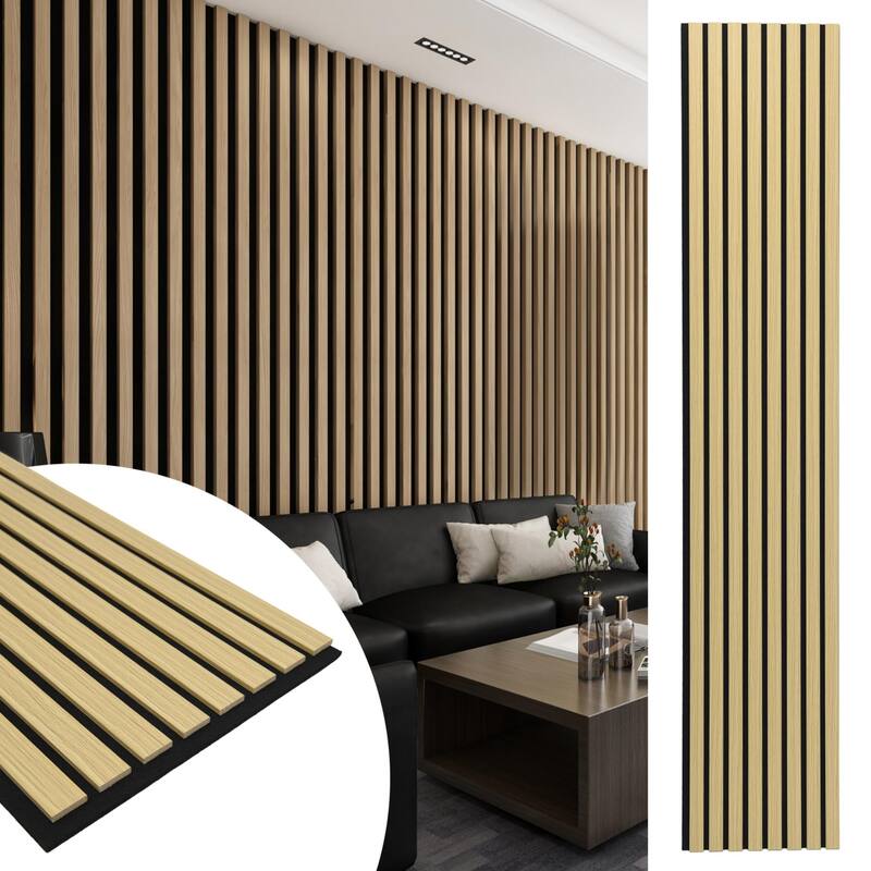 4 Panels 93"x12" MDF Slat 3D Wall Paneling Cover 31 Sq.Ft. - N/A