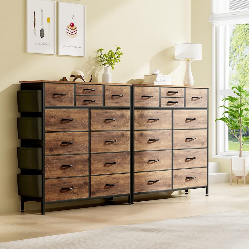 12 Drawer Dresser Fabric Tall Dressers for Bedroom Chest of Drawers