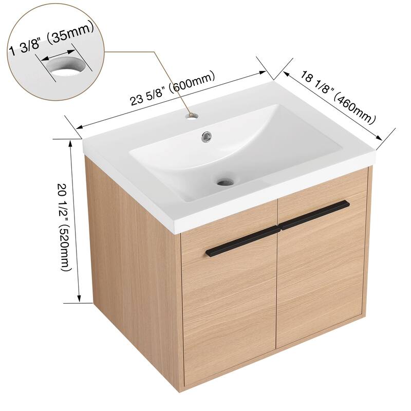 BNK 16"/20"/24"/30"/36" Single Sink Bathroom Vanity with Soft Close Door and Shelf