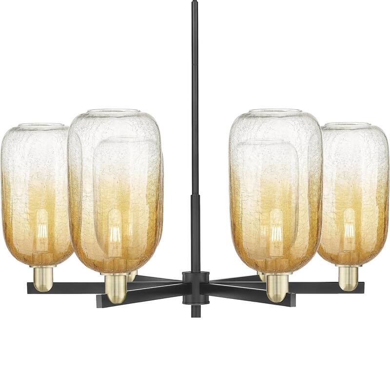 Innovations Lighting 716-6CR-17-24 Brookhaven Cloche Chandelier - Black Antique Brass / Amber