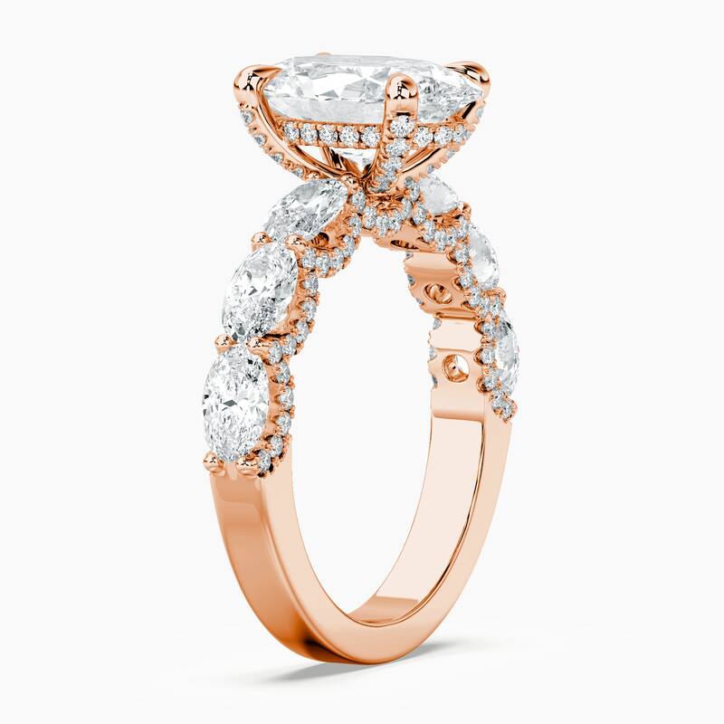 Auriya 14kt Rose Gold Lab Grown Oval Diamond Engagement Ring with East-West Oval Crescent (F-G, VS)