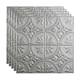 Fasade Traditional Style/Pattern 2 Decorative Vinyl 2ft x 2ft Lay In Ceiling Tile in Argent Silver (5 Pack)