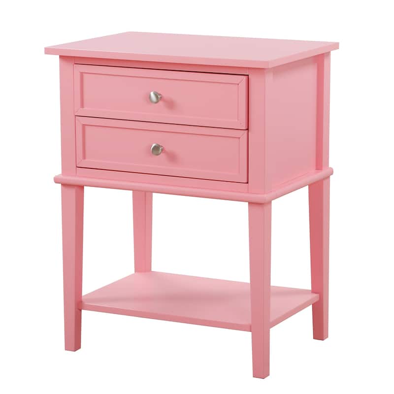 Pink Nightstand 28x22x16 Vibrant Bedside Table with Open Shelf Storage, Sleek Modern Style for Bedroom or Guest Room