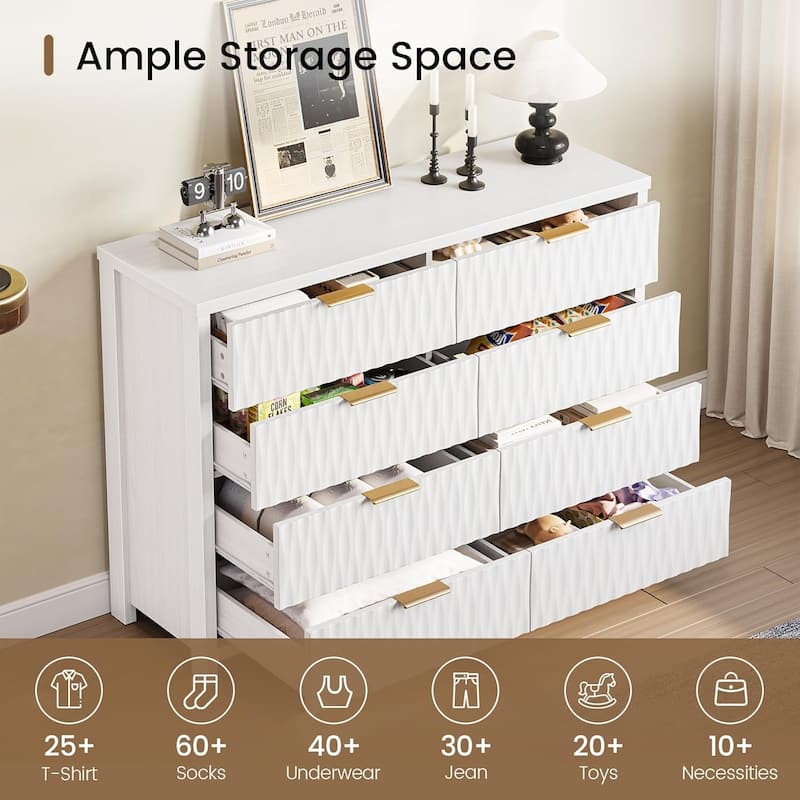 Fluted Bedroom Dresser Drawers TV Stand Drawer Organizer